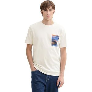 TOM TAILOR Denim T-shirt voor heren, 12906 - Wool White, L