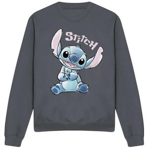 Disney Lilo And Stitch Colour Me Happy Adults Crew Sweatshirt, houtskool, X-Large, houtskool, XL