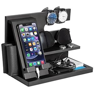 Cadeaus voor mannen Verjaardag Houten Docking Station Nachtkastje Vader Verjaardagscadeau voor mannen Docking Station mobiele telefoon Kerstcadeau Echtgenoot Opa Papa Gifts