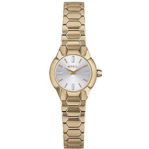 BREIL Horloge New ONE collectie kwartsuurwerk slechts tijd - 2h en gekleurde stalen armband voor vrouw, goud, Een Maat, Armband