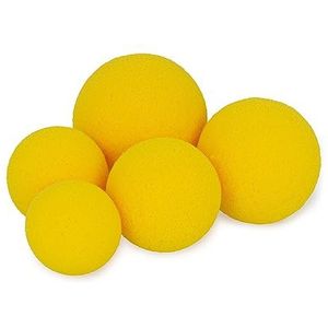AFH schuimballen, deluxe schuimballen, zonder coating, geel, diameter: 6 cm, 7 cm, 8 cm, 9 cm en 10 cm, zachte ballen, speelballen, set van 5