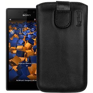 mumbi Echt leren hoesje compatibel met Sony Xperia M2 hoes leren tas case wallet, zwart