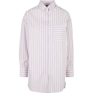 Urban Classics Dames oversized gestreept shirt, wit, paars (sering), XS