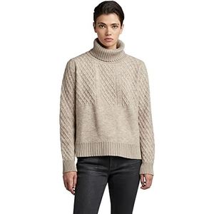 G-STAR RAW Dames Structuur Turtle Loose Knit Sweater, beige/kaki (Brown Rice C928-D309), S