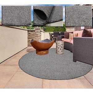 Rond tapijt voor binnen en buiten, tapijt zonder pool, taupe, 100 cm diameter, synthetische vezel, voor woonkamer en terras
