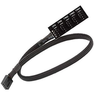 4-pins PWM-ventilatornaaf - Ventilatorhub - Zwart - 1 vrouwelijke 4-pins aansluiting en 4 mannelijke 4-pins aansluitingen
