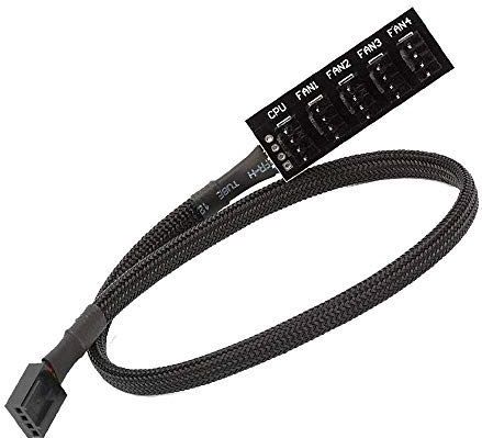 4-pins PWM-ventilatornaaf - Ventilatorhub - Zwart - 1 vrouwelijke 4-pins aansluiting en 4 mannelijke 4-pins aansluitingen