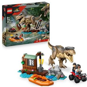 LEGO Jurassic World T. Rex Rivierontsnapping Dinosaurus Speelgoed voor Kinderen - Incl. Dino Figuur, Speelgoed Boot, Quad en 2 Minifiguren - Cadeau voor Jongens en Meisjes vanaf 5 Jaar - 76975