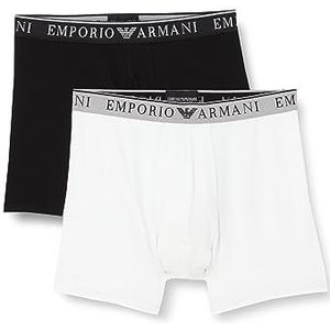 Emporio Armani Boxershorts voor heren, verpakking van 2 stuks, zwart/wit, L