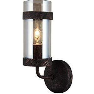 Homemania 1360-70-19-NC wandlamp, donkerbruin van metaal, glas, 9 x 16 x 26 cm