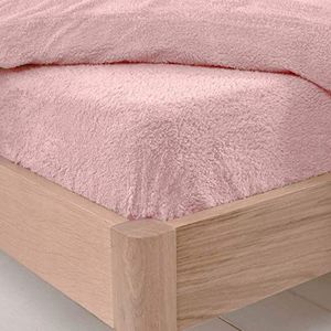 Brentfords Teddy Fleece hoeslaken thermisch warm zacht luxe pluizig knuffelig comfortabel beddengoed, blozend roze - eenpersoons