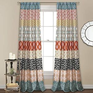 Lush Decor Bohemian Streep Gordijn Panelen Turkoois/Oranje 52X95 Set