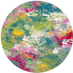 Safavieh Abstract tapijt voor woonkamer, eetkamer, slaapkamer - Watercolor Collection, korte pool, groen en fuchsia, 91 x 91 cm