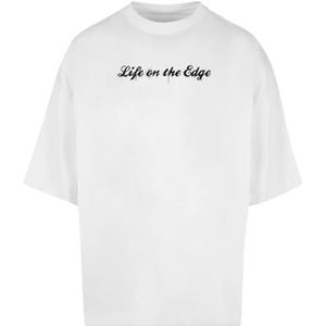 Merchcode Heren T-shirt Peanuts - Life on The Edge Enorme Tee, Oversized Fit, Katoen 100%, XXXL, wit, 3XL