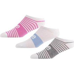 Lee Dames enkelsokken in wit/roze | laagbouw designer sneakersok | Zachte ademende katoenmix - maat 4-7 multipack van 3, Wit Met Grijs/Roze/Denim Marl, 37-40 EU