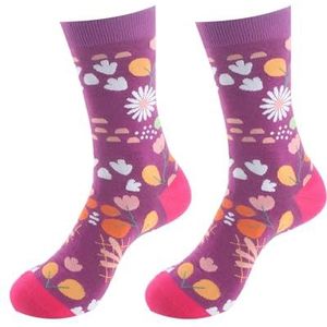 LILY MAJA 2 paar, uniseks katoenen sneaker sportsokken kalf sokken, kleurrijke casual sokken met patroon (model S299, EU40-44), lila, 40-44 EU