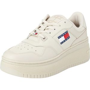 Tommy Jeans Dames Tjw Retro Basket Flatform Ess En0en02506 Cupsole Sneaker, Beige Gebleekte Steen, 38 EU