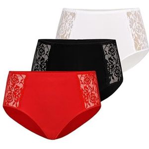 Teyli Dames Loren Underwear, zwart, wit, rood., XXL grote maten