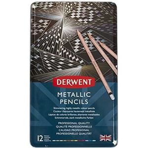 Derwent Metallic Kleurpotloden, Tekenen en Schrijven, Set van 12, Professionele Kwaliteit, 2305599