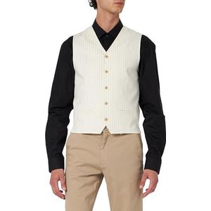 JACK & JONES Jprriviera Linnen Waistcoat kostuumvest voor heren, Cloud Dancer/Stripes: slim fit, 52