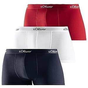 s.Oliver RED LABEL Bodywear LM s.Oliver Hipster Basic 3X Boxershorts, voor heren, rood/blauw/wit, passend (3 stuks), rood, blauw, wit, XXL