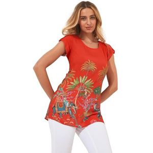 Joe Browns Dames Boho Olifant Print Turnback Mouw Tuniek, Rood, 12, Rood, 38