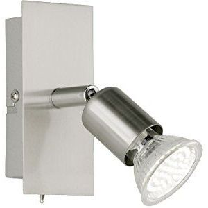 Reality Leuchten LED spotlight 1-lamp met aan/uit schakelaar inclusief 1 x GU10 3,0 W, 230 lm, 3000 K, 12 cm, nikkel mat, R82941107