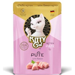 KITTY Cat Paté Pute Kitten, 6 x 85 g, natvoer voor jonge katten, graanvrij kattenvoer met taurine, zalmolie en groenlipmossel, compleet voer met een hoog vleesgehalte, Made in Germany