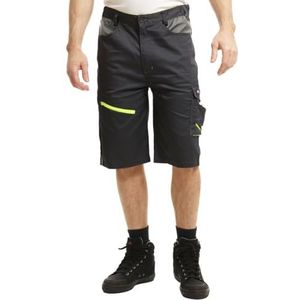 Lee Cooper Workwear LCSHO811 Mens Reflecterende Hi Vis Detail Multi Pocket Werk Cargo Shorts, Zwart/Grijs, 36W, Zwart/Grijs, 36W