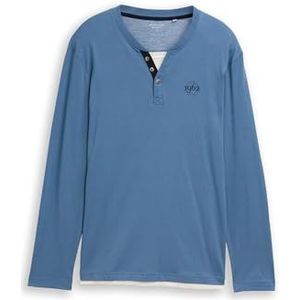 TOM TAILOR T-shirt met lange mouwen voor heren, 10980 - Faded Uniform Blue, XL