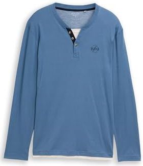 TOM TAILOR T-shirt met lange mouwen voor heren, 10980 - Faded Uniform Blue, XL