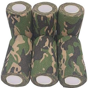 PintoMed - 6 x Groene Camouflage - Samenhangend Verband - Cohesive Bandage - 6 rollen x 10 cm x 4,5 m Zelfklevende Flexibele Verbanden, EHBO, Sportverbandverbanden - Pak van 6