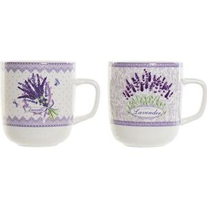 Mug DKD Home Decor Mok Lavendel (380 ml) (2 stuks)