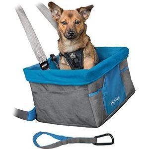 Kurgo Heather Car Booster Seat voor honden, snelle en veilige installatie, inclusief veiligheidsgordelketting, fleece voering, grijs/blauw
