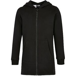 Urban Classics Sweatshirt-jas voor meisjes, lange snit, verlengde basic hoodie met rits, verkrijgbaar in vele kleuren, maten 110/116-158/164, zwart, 158/164 cm