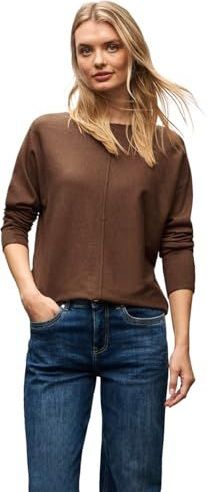 STREET ONE - Gebreide Trui - Hazelnoot Bruin - Dolman - Met Boothals