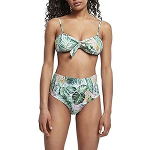 Urban Classics Dames bikiniset tweedelig badpak met bandeau-top, dames high waist patroon bikini, maten XS - XL