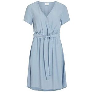 Vila Viprimera Wrap S/S Dress-Noos Jurk voor dames, Ashley Blue., 34