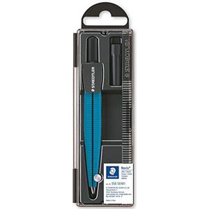 Staedtler Noris 550 50 M1 Schoolpasser (precisiepasser voor de eerste cirkels op school, met stoothoek veiligheidsspeld) metallic-blauw