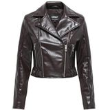 ONLY - Onlkamilla Patent Shoulder Biker Cc OTW - Chocolade Taart - Bodywarmer