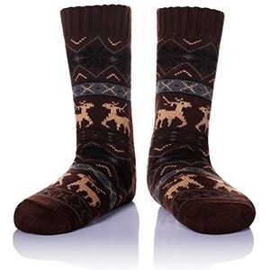 Heren Fleece Gevoerde Gezellige Extra Dikke Slipper Sokken Winter Antislip Fuzzy Thuis Slapen Kousen, Bruin, One Size