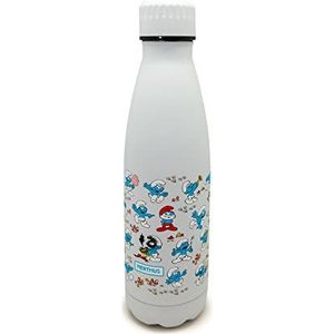 Dubbelwandige 500 ml roestvrijstalen fles in smurf design.