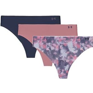 Women's Under Armour Underwear Pure Stretch No Show Thong Pant, 3 Pack Print/Solid