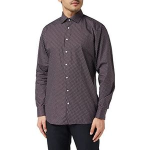 Seidensticker Heren business overhemd - strijkvrij hemd met getailleerde snit - Shaped - lange mouwen - Kent-kraag - 100% katoen, wijnrood, 45