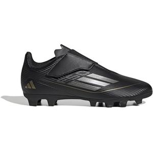 adidas F50 Club Velcro Football Boots Flexibele Ground, voetbalschoenen voor stevige vloer, Core Black/Iron Met./Gold Met, 33 EU, meerkleurig (Core Black Iron Met Gold Met), 33 EU