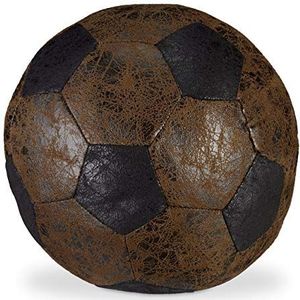 Relaxdays deurstopper voetbal, stof, losstaand, grond, gevuld met zand, binnen, zwaar, deurstop bal, Ø 20 cm, bruin