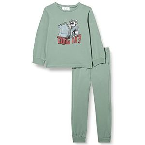 Trendyol Girl's Man Animal Print Dunne Gebreide Pyjama Set (Pack van 2), kaki, 8-9 jaar