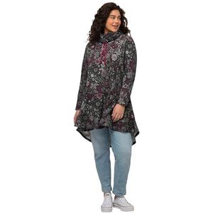 Ulla Popken Lange sweater met bloemenprint voor dames, Magentapink., 50-52 grote maten