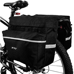 BV Fietstas fietstassen met verstelbare haken, draaghandvat, reflecterende rand en grote zakken, zwart