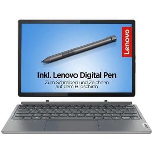 Lenovo IdeaPad Duet 5i 2-in-1 tablet, 12,4 inch, 2,5K touchscreen, Intel Core i3-1215U, 8 GB RAM, 256 GB SSD, Intel UHD graphics, Win11 Home, QWERTZ, grijs, incl. Lenovo Active Pen 3